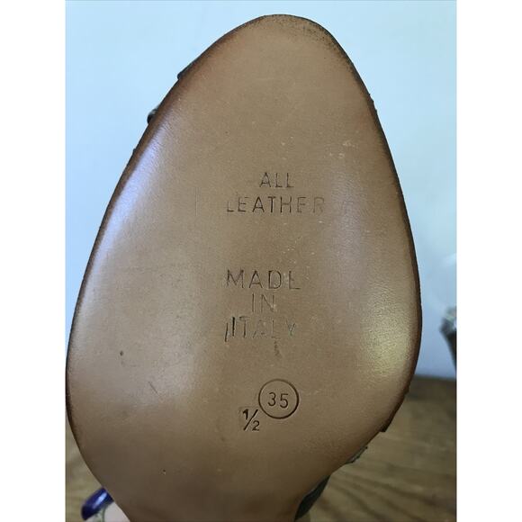 Vtg Maud Frizon Italy Italian Leather Snakeskin Strappy Sandals Heels 35.5 5.5 - Picture 6 of 8